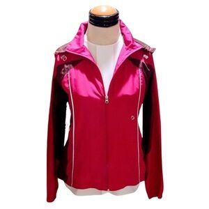 Aerie Magenta & Grey Hooded Wind Breaker Jacket